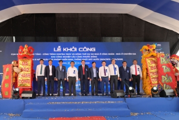 Lễ khởi công Cụm Nhà xưởng cao tầng & Nhà ở công nhân – nhà ở chuyên gia tại KCN Cầu cảng Phước Đông nhân kỷ niệm 51 năm Ngày Giải phóng miền Nam