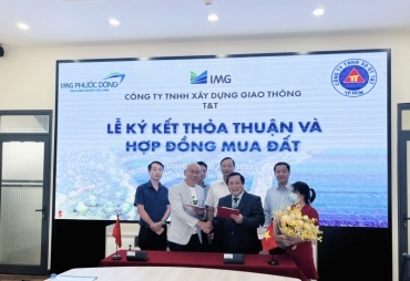 signing ceremony of agreement and land lease contract between img phuoc dong joint stock company and t t traffic construction company